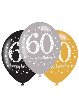 Ballonnen sparkling 60 gold 28cm 6stuks