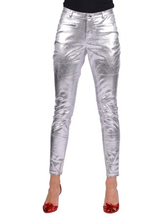 Dames Stretchbroek metalic zilver