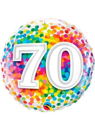 Folieballon 45cm. 70 jaar rainbow (excl.helium)
