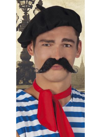 Snor fransman met krul zwart