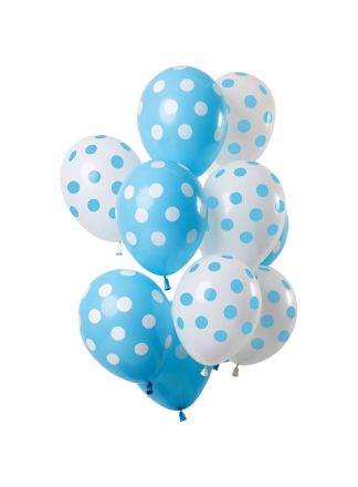 Ballonnen Stippen Blauw-Wit 30cm 12stuks