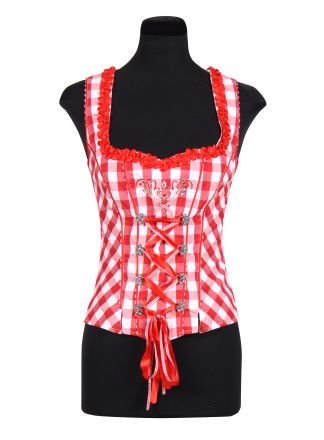 Tiroler kleding bustier rood-wit