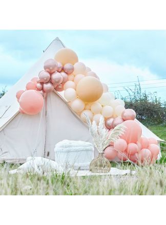 Luxe perzik, nude & rosegold balloon kit (200 ballonnen)