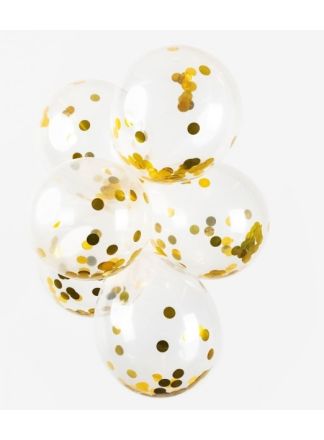 6 Confetti ballonnen goud 30cm.