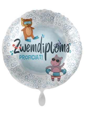 Folieballon Zwemdiploma 43cm. (excl helium).