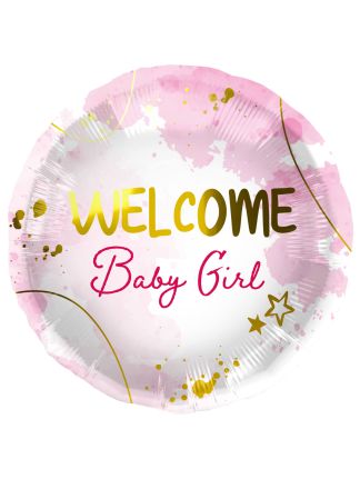 Folieballon Welcome Baby Girl 45cm.