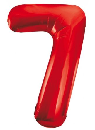 Folieballon 86cm. rood cijfer 7 (excl helium).