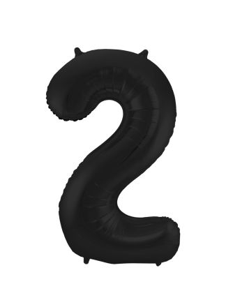 Folieballon cijfer 2 zwart 86cm (excl Helium)