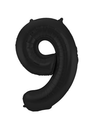 Folieballon cijfer 9 zwart 86cm (excl Helium)