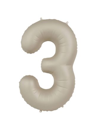 Folieballon cijfer 3 creme 86cm (excl Helium)