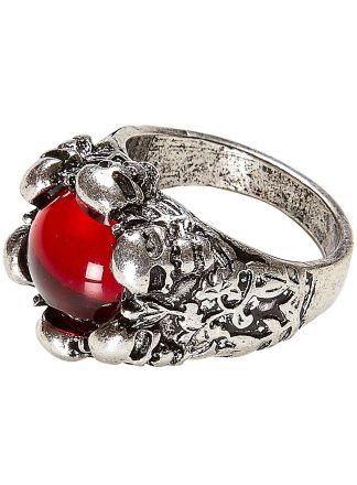 Skull ring with red gem