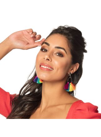 Oorbellen regenboog kwastjes