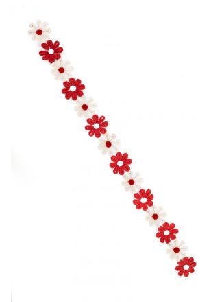 Rood-wit Bloemetjes band 3mtr.
