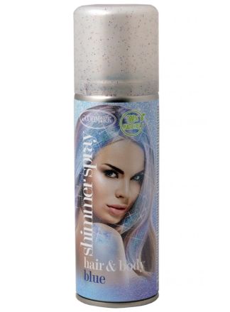 Glitterspray body/hair blauw 100ml.