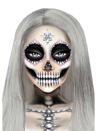 Skeleton face and chest jewels