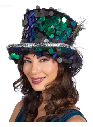 Top Hat sequins luxe Peacock