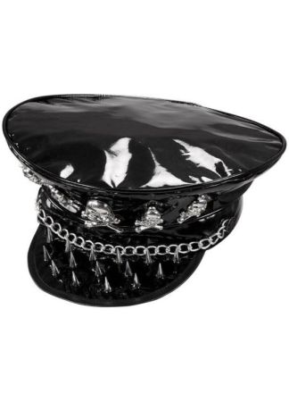 Lederen pet met doodskoppen