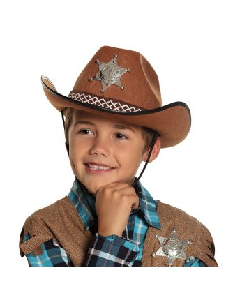 Cowboy hoed kind met ster bruin