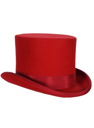 Hoge hoed 14cm. rood vilt