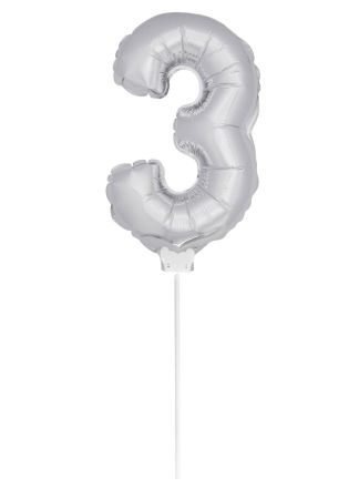 Mini ballon 36cm. met lucht cijfer 3