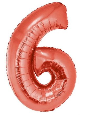 Folieballon rood 102cm. cijfer 6 (excl.helium)