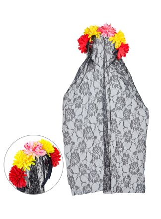 Dia De Los Muertos sluier met bloemen
