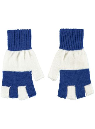 Gebreide vingerloze handschoenen blauw-wit