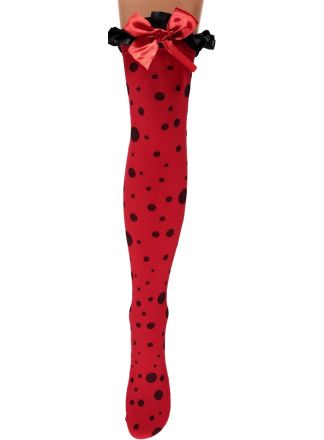 Stay up kousen met strik zwart-rood