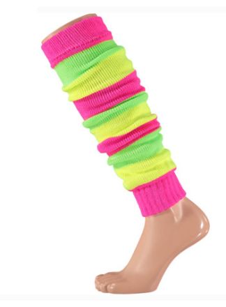 Jaren 80 beenwarmers multi fluor kleuren
