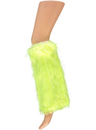 Bonte Neon beenwarmers fluor geel