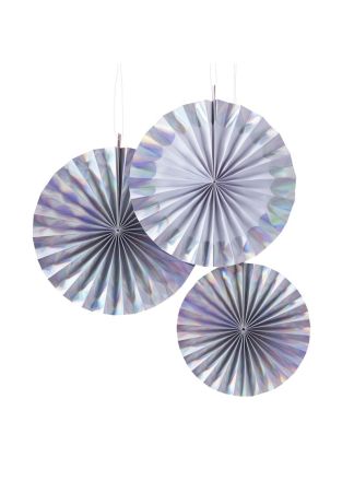 Iridescent Hanging Fan Decorations 3x