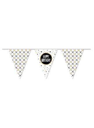 Plastic vlaggenlijn Gold Happy Birthday 6mtr.