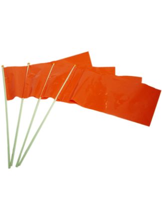Oranje plastic vlaggetje 16x24cm. per stuk
