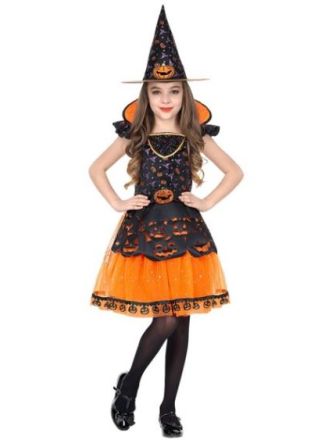 Heksen jurk oranje 2dlg.
