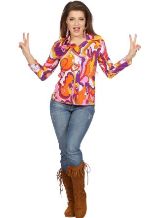 Dames 70's blouse flower design