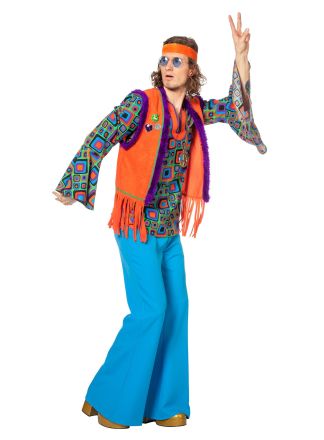 Hippie kostuum oranje 2dlg.