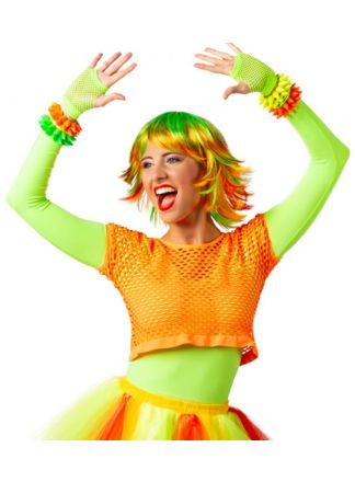 Visnet 80's shirt neon oranje