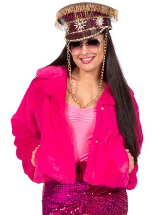 Kort bontjasje neon pink