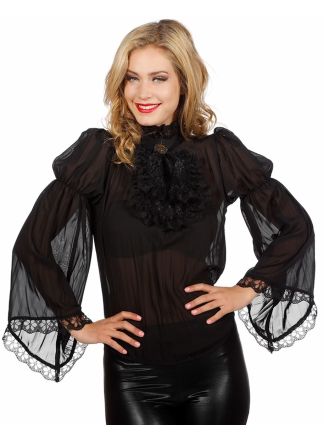 Piraten dames blouse zwart