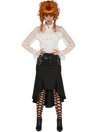 Steampunk rok lang zwart
