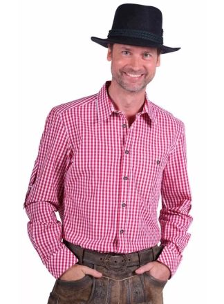 Tiroler blouse Maximillian rood-wit