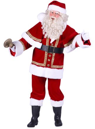 Kerstman pak "Polyester" deluxe met cape 4dlg.