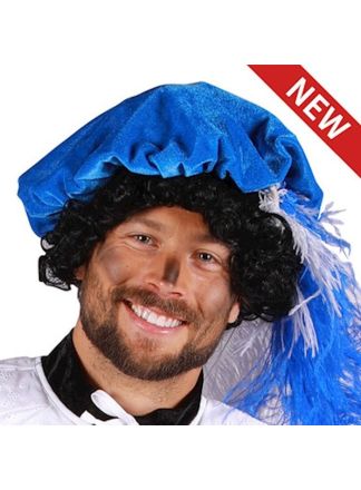 Polyester Piet baret blauw (exclusief veren)