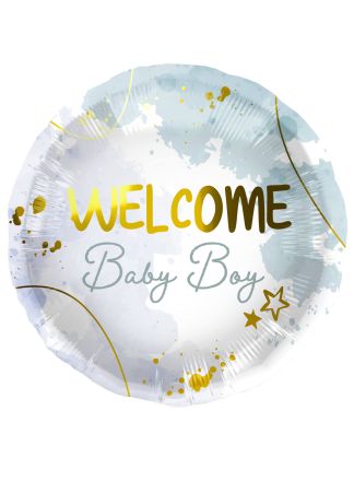 Folieballon Welcome Baby Boy 45cm. (excl helium)