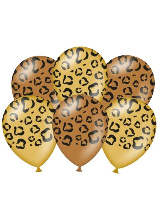 6 latex ballonnen Leoparddesign 30cm.