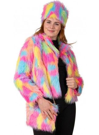 Nep bontjas PASTEL multicolour