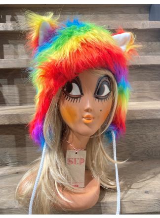 Muts pluche luxe regenboog