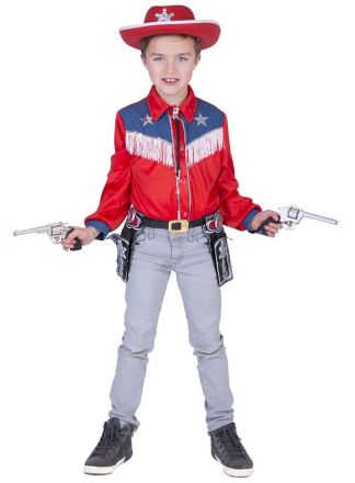 Kinder Cowboy shirt rood franjes