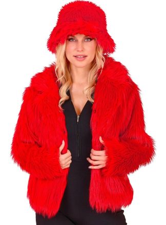 Dames bontjas rood- kort model