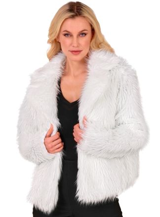 Dames bontjas wit - kort model